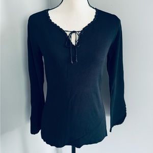 White House/Black Market Black Beaded Detail Top, Small. Worn once. EUC